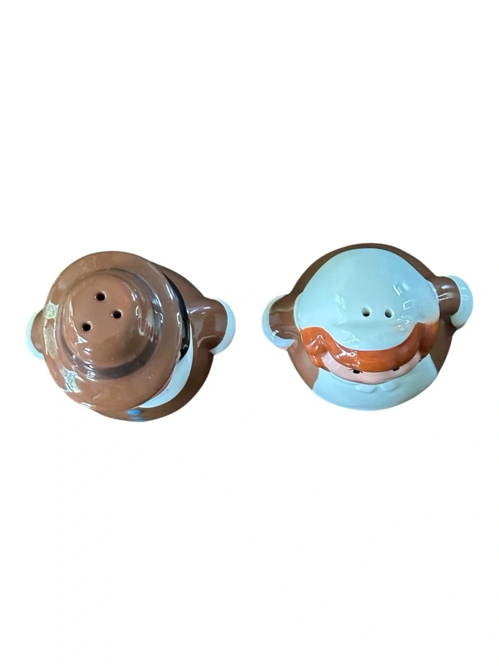 Brown Pilgrim Couple Ceramic Salt and Pepper Shakers - Thanksgiving Serveware